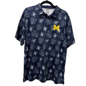 Pro Edge Michigan Mens Golf Polo Shirt L/G Hawaiian Floral Print
